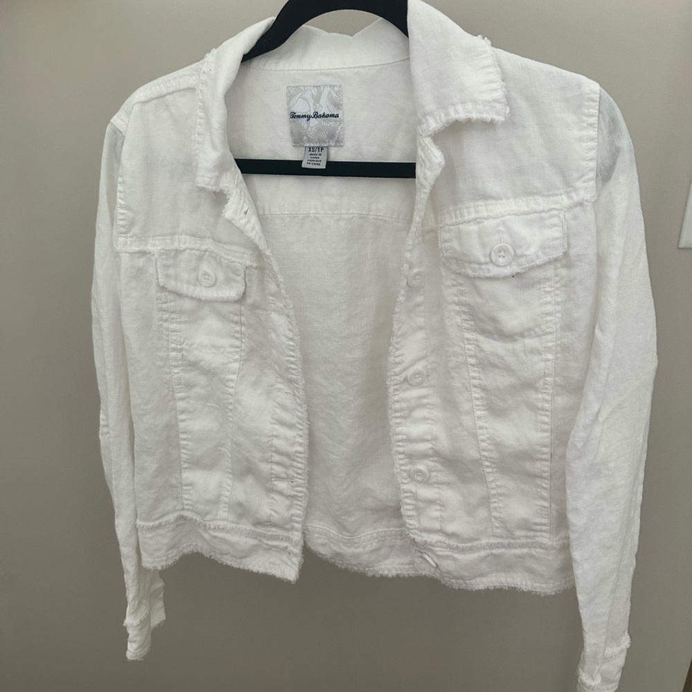 White linen Denim Jacket